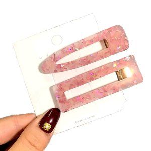 Pink Acrylic Resin Hair Clip & Barrettes Set of 2